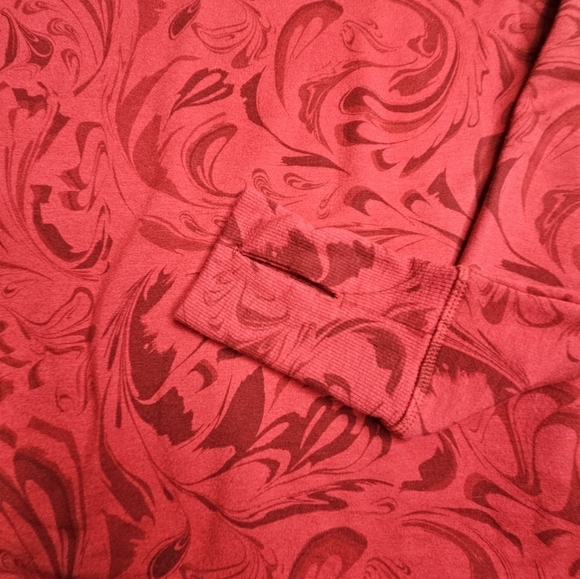 Athleta Coaster Luxe Sweatshirt Holiday 2022 Small Red with Black Swirls pattern - Picture 3 of 10